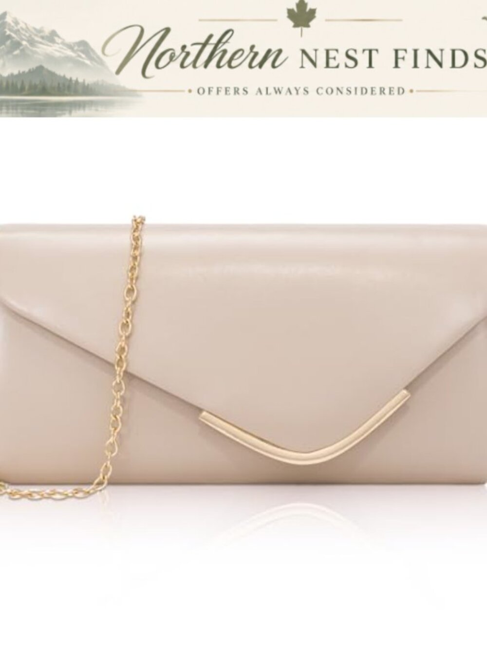 PU Leather Envelope Clutch Crossbody Evening Bag Removable Chain